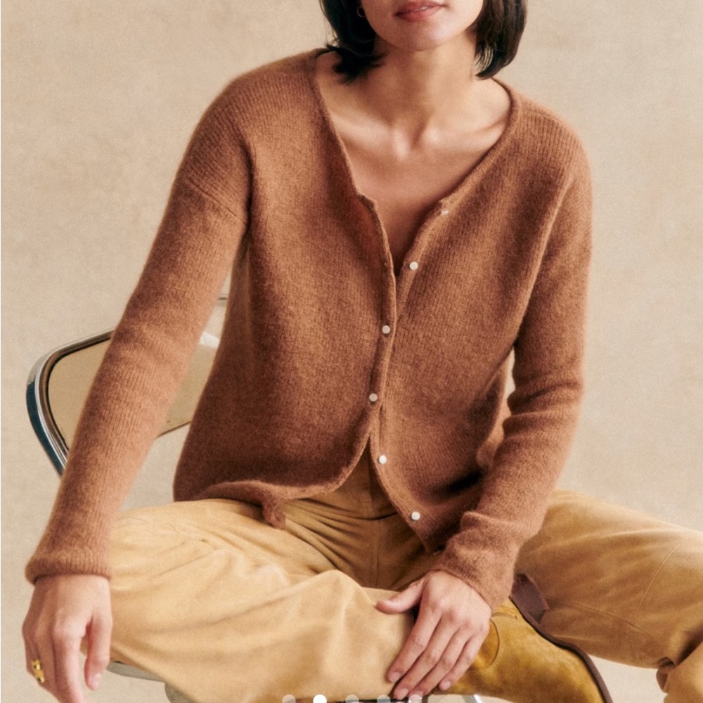 Sézane GASPARD cardigan in camel brown